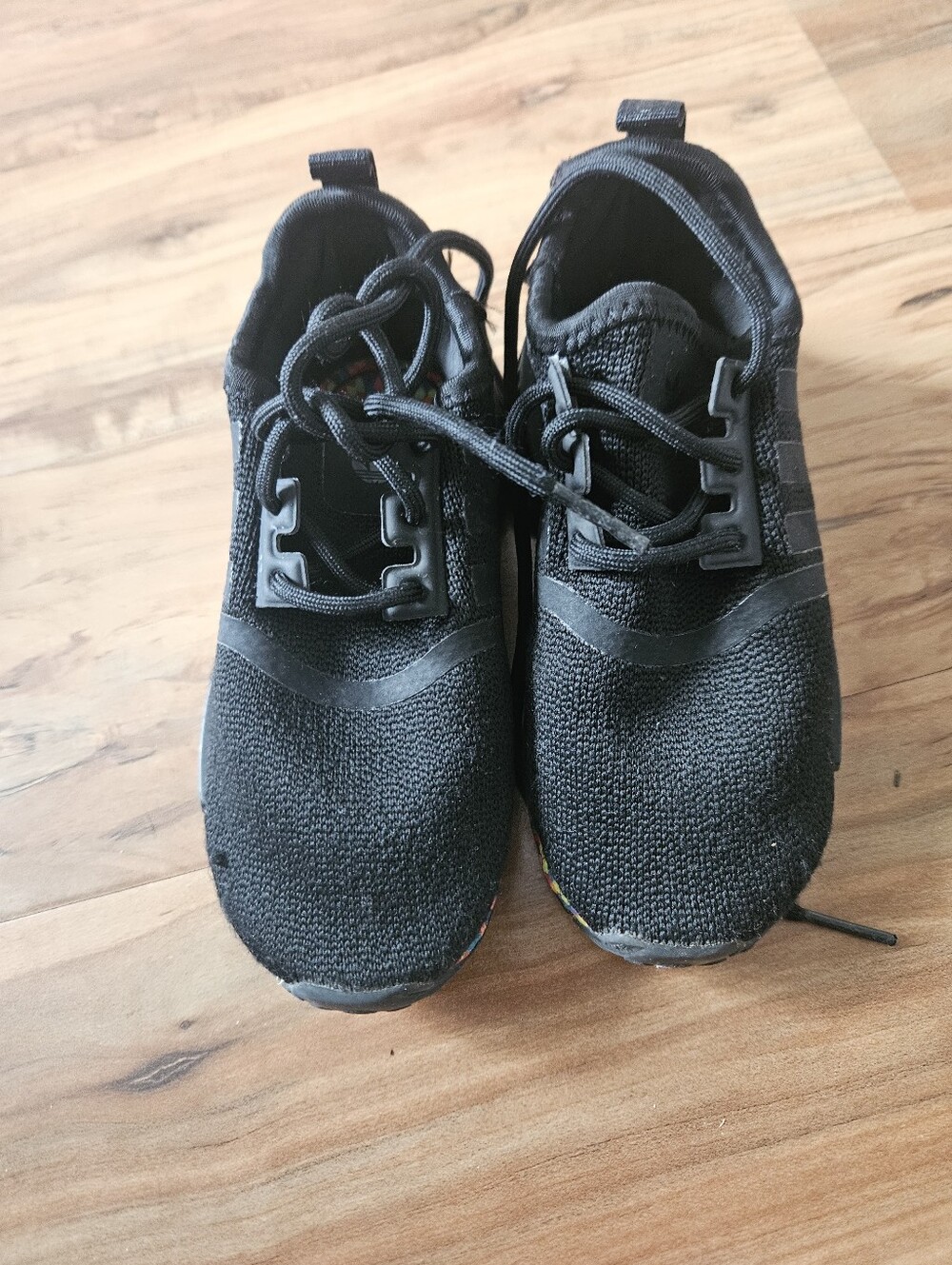 adidas Size 9 Kids Black Knit Athletic Sneakers